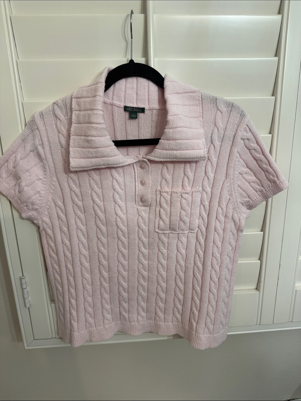 wild fable Pastel Pink Cable-Knit Polo Sweater